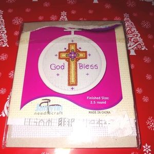 $5 Cross God Bless Christian Cross Stitch Kit Janlynn